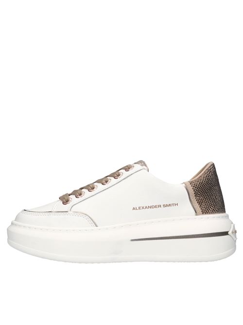 Sneakers in pelle,ecopelle e strass ALEXANDER SMITH | LANCASTER WOMAN LSW 1912BIANCO-DARK BEIGE